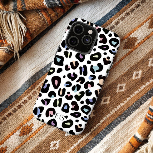 Custom Initials Candy Leopard iPhone Case